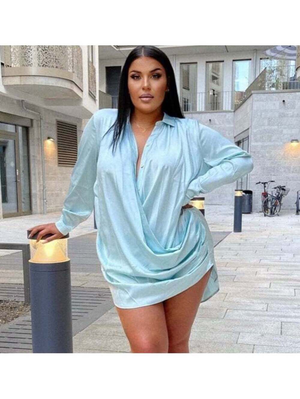 Fashion Nova satin dress shirt